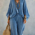 Effortless Chic Batwing Sleeve Polka Dot 2-Piece Set