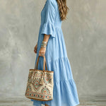 Flowy Vacation Deep V-neck Ruffled Dress