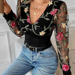 Elegant Floral Embroidered Blouse | A-Line Dress