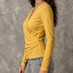 Versatile Casual Wrap V-Neck Long Sleeve T-Shirt