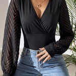 Chic Date Night Textured Puff Sleeve Wrap Blouse