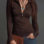 Vintage Casual Faux Suede Slim Fit Shirt