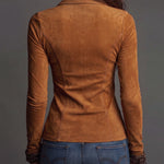 Vintage Casual Faux Suede Slim Fit Shirt