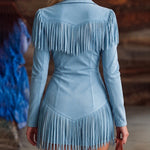 Retro Western Style Fringed Faux Suede Dress