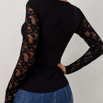 Sexy Delicate Lace Spliced Fitted Top