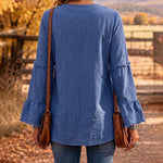 Boho Frayed Edge Detail Peplum Blouse
