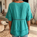 Boho Fringe Trim Babydoll Blouse