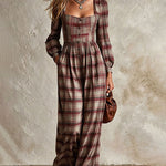 Vintage Plaid Wide Leg Jumpsuit