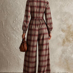 Vintage Plaid Wide Leg Jumpsuit