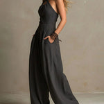Halter Criss-Cross Wide Leg Jumpsuit