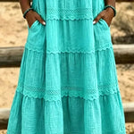 Crewneck Tiered Ruffle Midi Dress