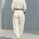 Modern Minimalist Loose Long Sleeve Top and Harem Pants Set