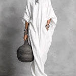 Casual Loose Boatneck Batwing Sleeve Maxi Dress With Pockets