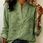 Elegant Casual Floral Print Notch Neck Blouse