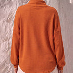 Cozy Oversized Waffle Knit Cowl Neck Top
