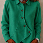 Modern Asymmetric Placket Waffle Shirt