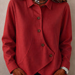 Modern Asymmetric Placket Waffle Shirt