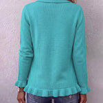 Casual Ruffle Trim Knit Cardigan