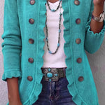 Casual Ruffle Trim Knit Cardigan