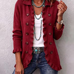 Casual Ruffle Trim Knit Cardigan