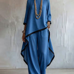 Minimalist Loose Contrast Trim Matching Set