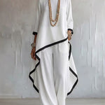 Minimalist Loose Contrast Trim Matching Set