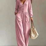 Comfort V-neck Long Sleeves Jumpsuit