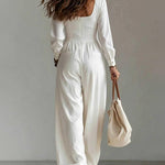 Comfort V-neck Long Sleeves Jumpsuit