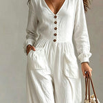 Comfort V-neck Long Sleeves Jumpsuit