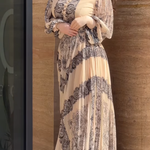 Ethnic-style printed high-neck button-down maxi dress (including belt)