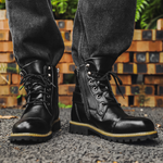 Double-Zipper Leather Boots