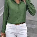 Casual Single-breasted Solid Color Color-blocked Long-sleeved Collared Shirt