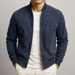Tailored Suede Men's Jacket with Classic Zipper Design | Casual Long Sleeve Outerwear for Everyday Style