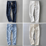 Harrington 100% Linen Trousers with Easy Waist Comfort