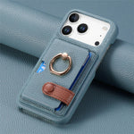 Universal Leather Phone Case for iPhone 17/16/15 | Sleek Protective Wallet Design with Ring Holder