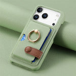 Universal Leather Phone Case for iPhone 17/16/15 | Sleek Protective Wallet Design with Ring Holder