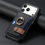 Universal Leather Phone Case for iPhone 17/16/15 | Sleek Protective Wallet Design with Ring Holder