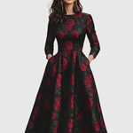 LILLA | ELEGANT VINTAGE A-LINE MAXI DRESS WITH FLORAL PRINT