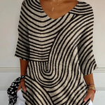 Women's Retro Geometric Art Round Line Print Casual Pullover Knit