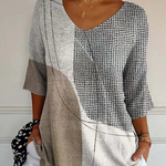 Women's Abstract Geometric Pattern Art Print Casual Knit Pullover