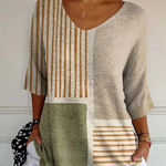 Women's Abstract Geometric Pattern Art Print Casual Knit Pullover