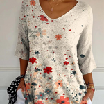 Women's Vintage Floral Pattern Art Print Casual Knit Pullover