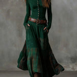 Leonora™ | Vintage Suede Check Dress (Includes Belt)