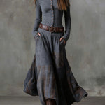 Leonora™ | Vintage Suede Check Dress (Includes Belt)