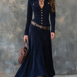 Milana™ | Long Suede Dress with Slit
