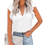 Zeagoo Women's Casual Print Ruffle Sleeve Summer Tops