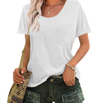 Zeagoo Women's Chest Pocket T Shirt Blouses Tops
