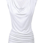 Ruched Cowl Neck Tank Tops - Zeagoo (Us Only)