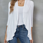 Zeagoo Women's 3/4 Sleeve Draped Ruffles Cardigan