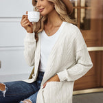 Zeagoo Women's 2023 Fall Winter Cardigan Sweaters Long Sleeve Open Front Cable Knit Outwear Coat with Pockets